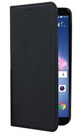   Кожен калъф тефтер и стойка Magnetic FLEXI Book Style за Huawei P Smart FIG-LX1 черен 